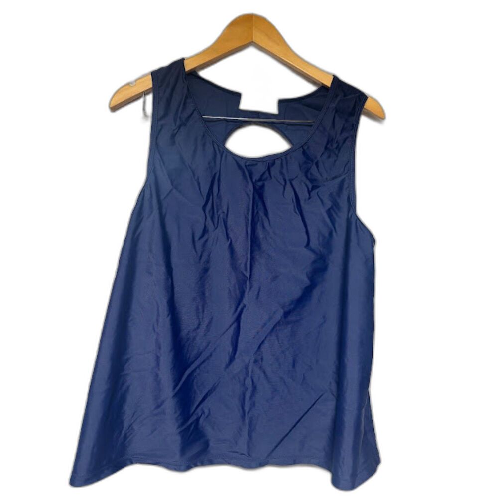 Hanna Nikole Swim Tank Top Size 16W Navy NWOT Keyhole Back Modest Mix & Match